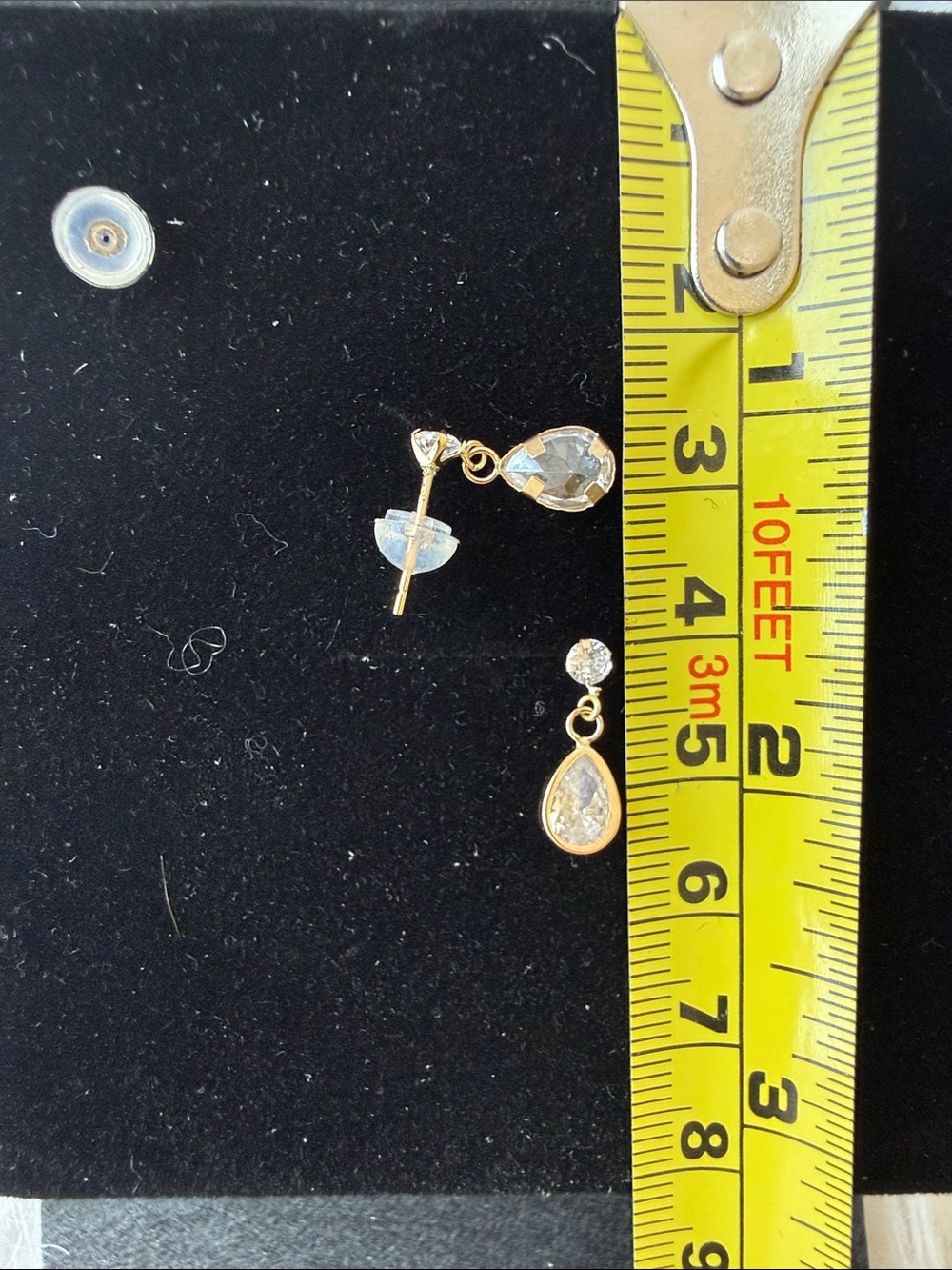 NWT Solid 14k Gold Teardrop Dangle Earrings with Clear Stones - Picture 6 of 6